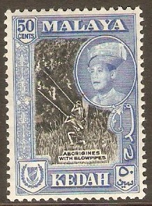 Kedah 1959 50c Black and blue. SG111a.